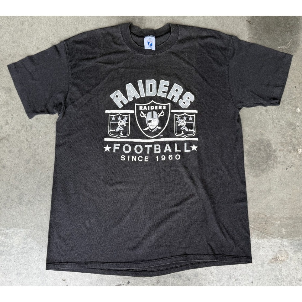VTG Mens Sz XL Logo 7 Oakland Raiders T Shirt Single Stitch Black
